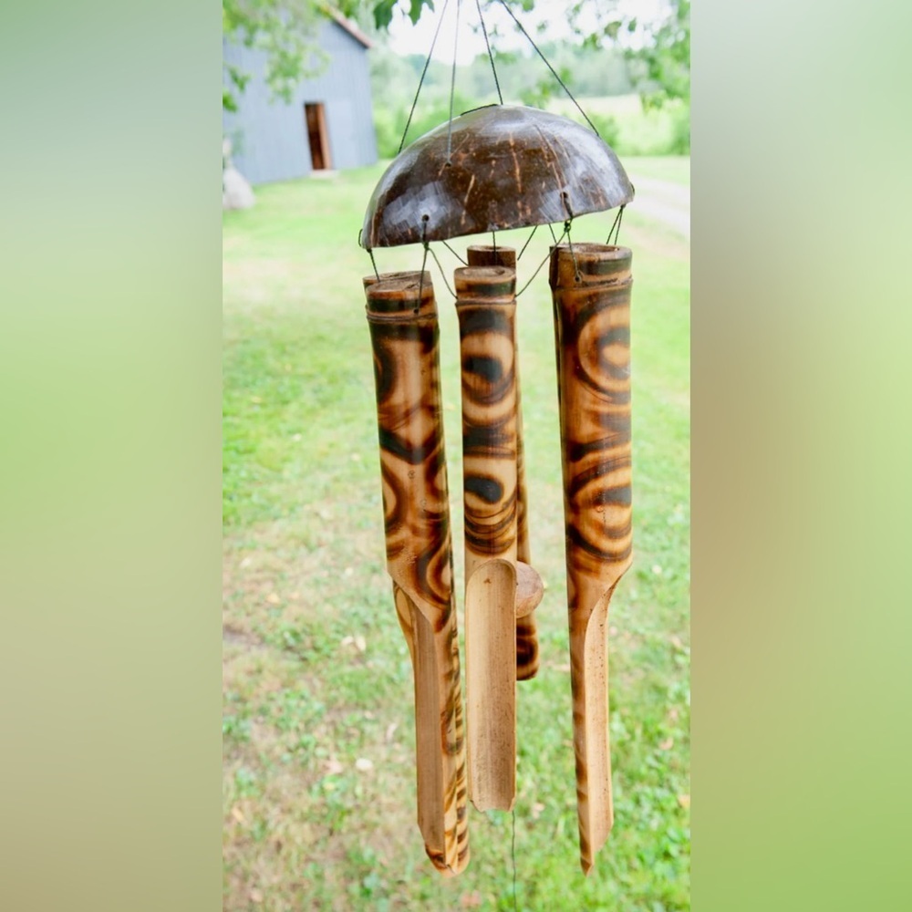 🆕 Handmade Burnt-Look bamboo outdoor wind chime made in Bali